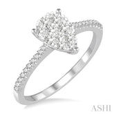 1/2 ctw Pear Shape Diamond Lovebright Ring in 14K White Gold